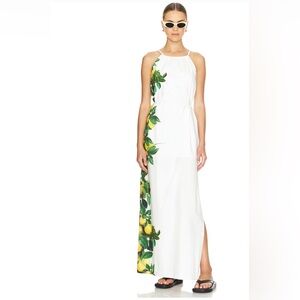 Amanda Uprichard Alicanta Dress in White and Yellow lemon print